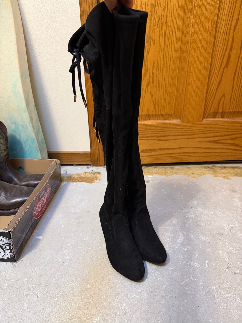 Candie's Black Over-the-Knee Suede-Look Boots
